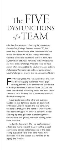 The Five Dysfunctions of a Team: A Leadership Fable by Patrick Lencioni book cover