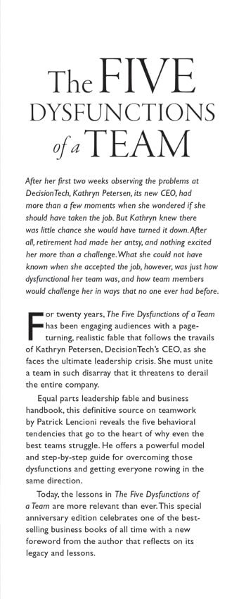 The Five Dysfunctions of a Team: A Leadership Fable by Patrick Lencioni book cover
