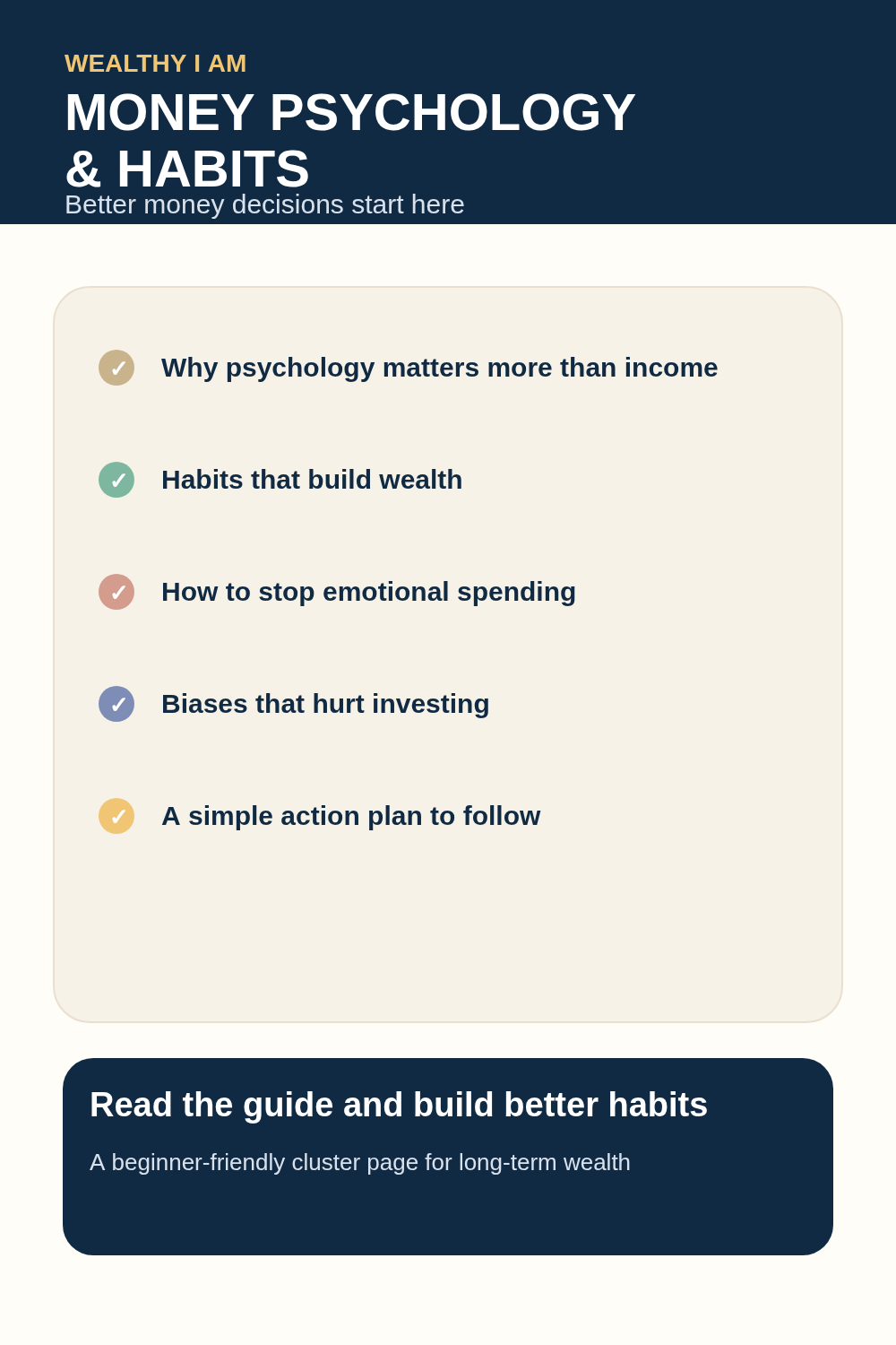 Money Psychology & Financial Habits Pinterest Pin Pinterest pin for Money Psychology & Financial Habits showing better money decisions, wealth habits, and behavioral finance lessons