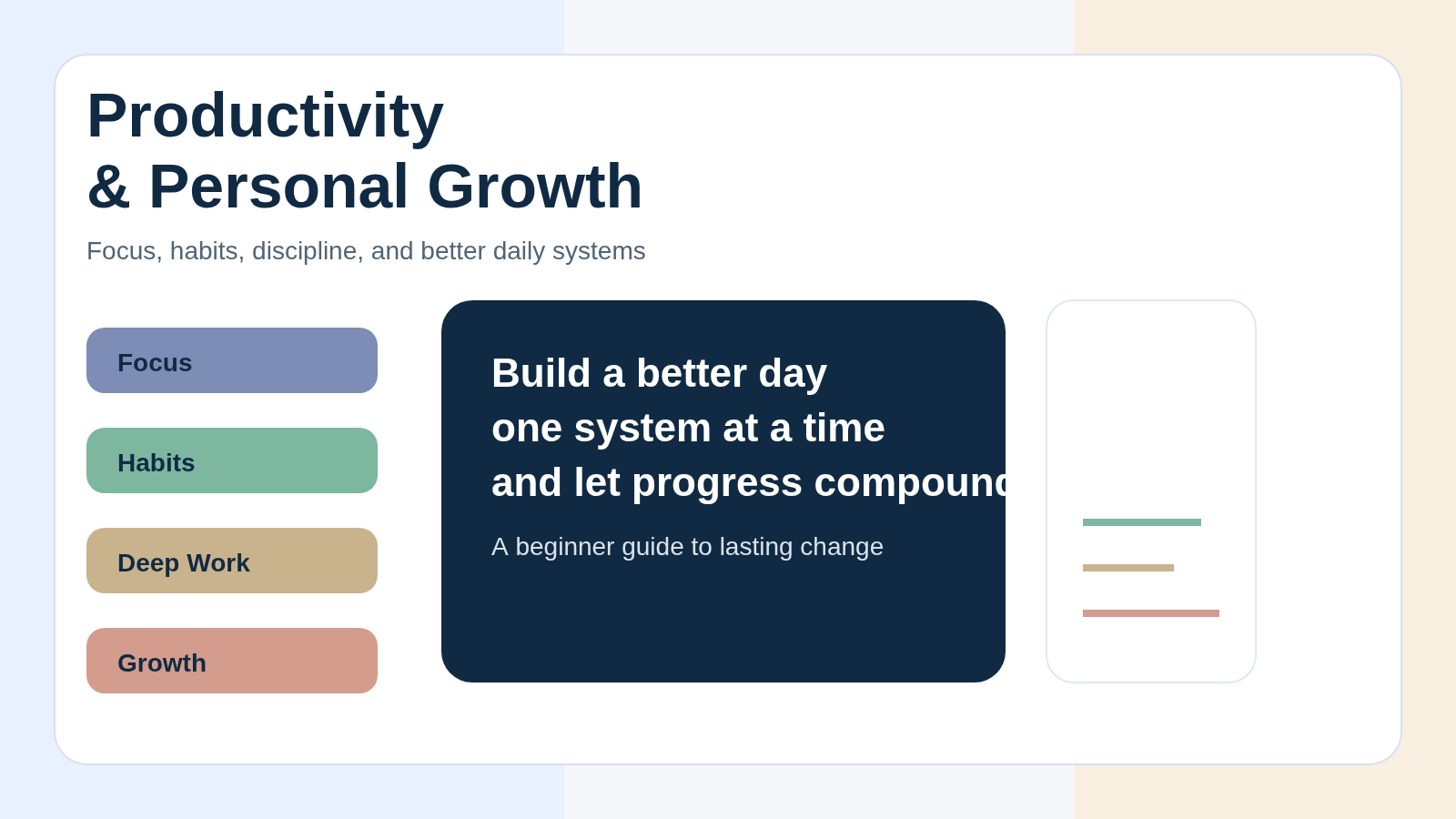 Productivity & Personal Growth Featured Image Custom featured image for Productivity & Personal Growth showing focus, habits, planning, and steady progress