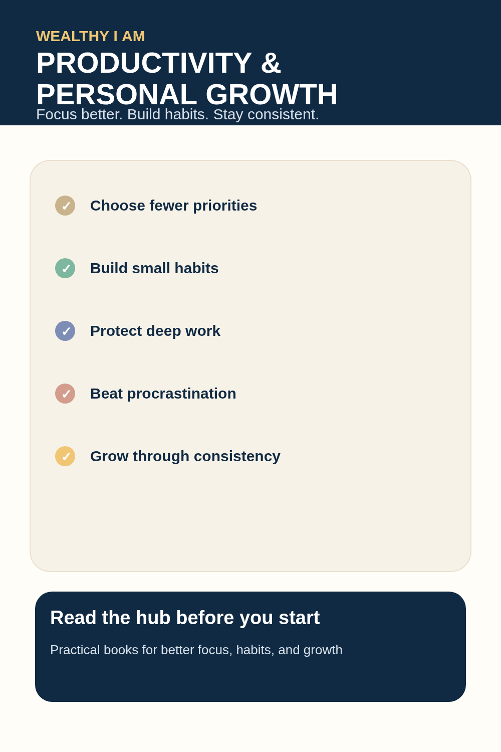 Productivity & Personal Growth Pinterest Pin Pinterest pin for Productivity & Personal Growth showing focus, habits, and personal growth