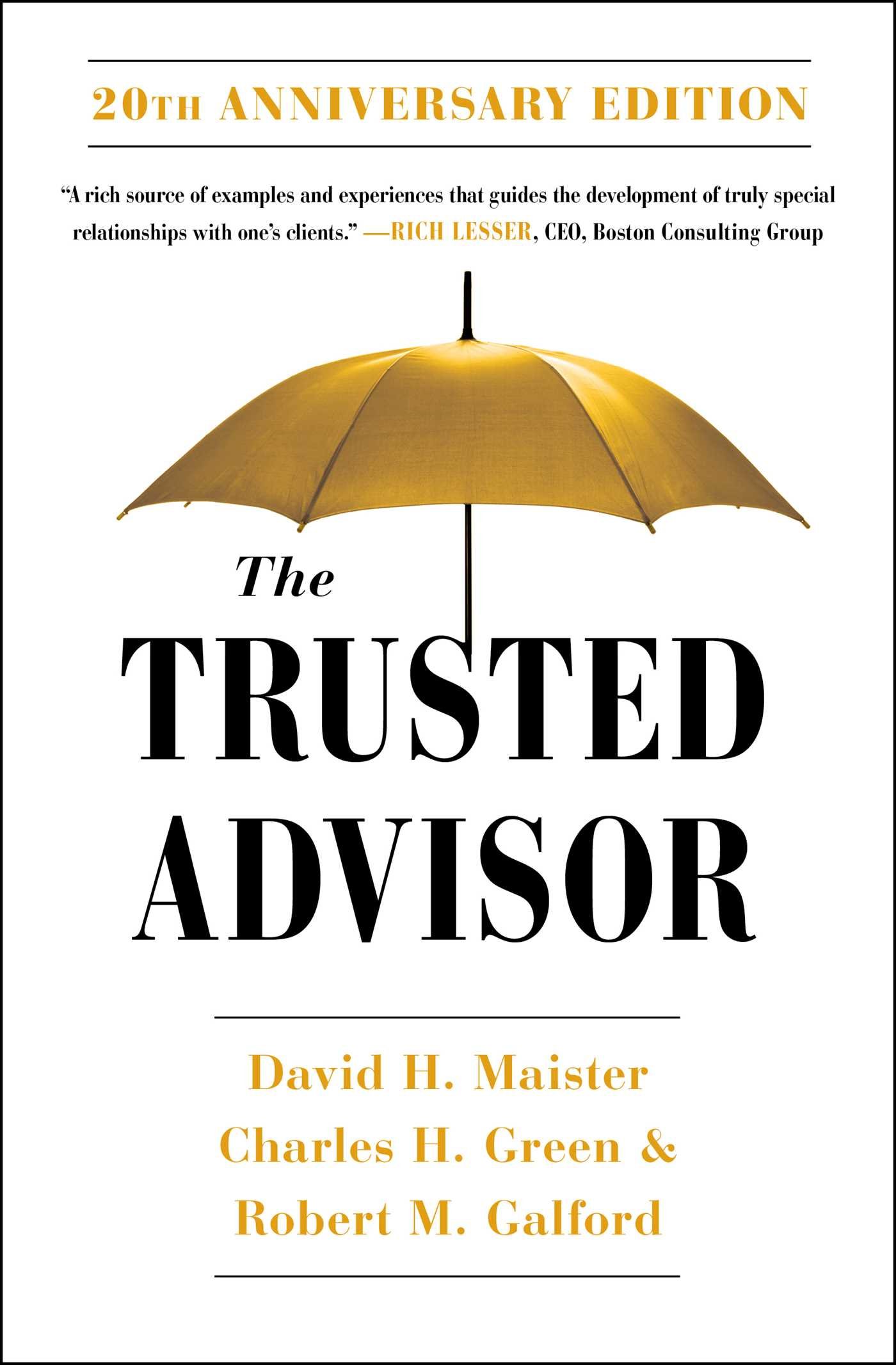 The Trusted Advisor 20th Anniversary Edition book cover by David H. Maister, Charles H. Green, and Robert M. Galford